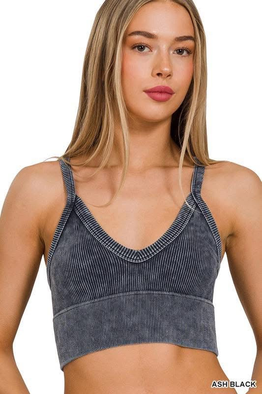 Ash Black Ribbed Cropped Cami INS