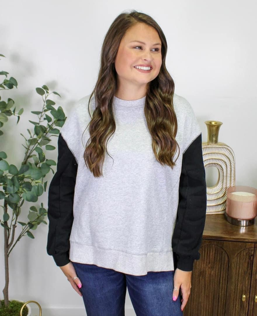 Grey Colorblock Sweatshirt INS