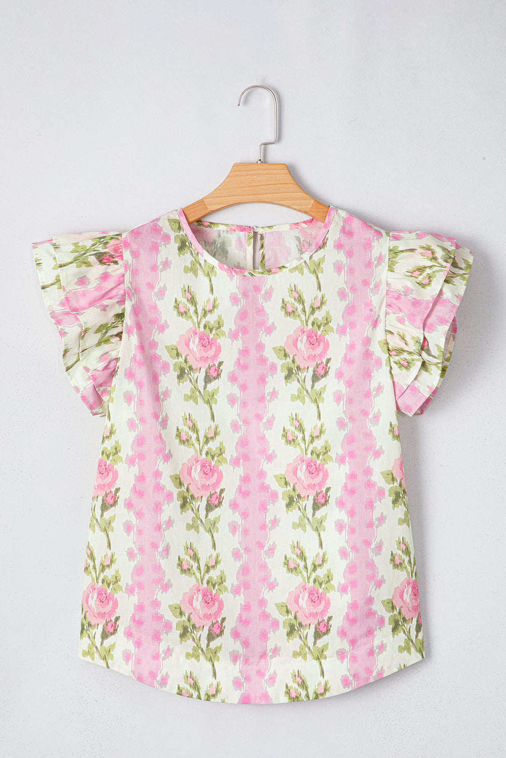 Pink Floral Ruffled Top June.
