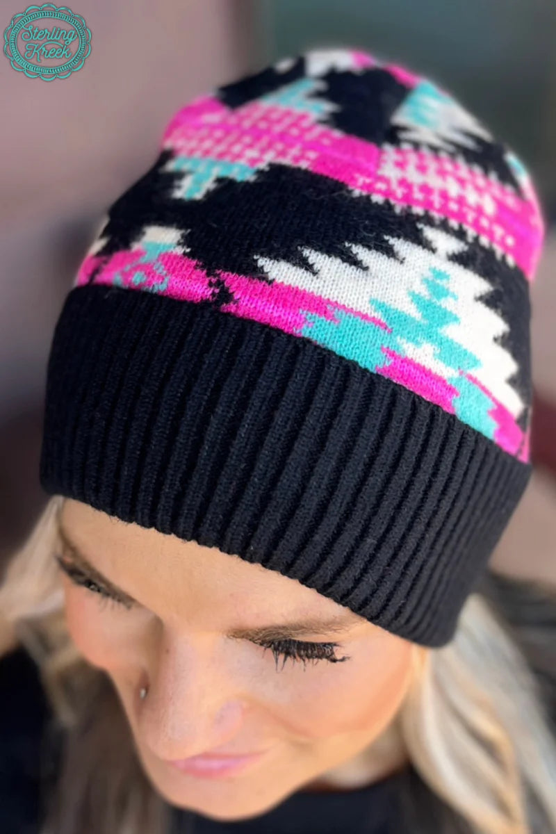 Pink Aztec Winter Hat INS