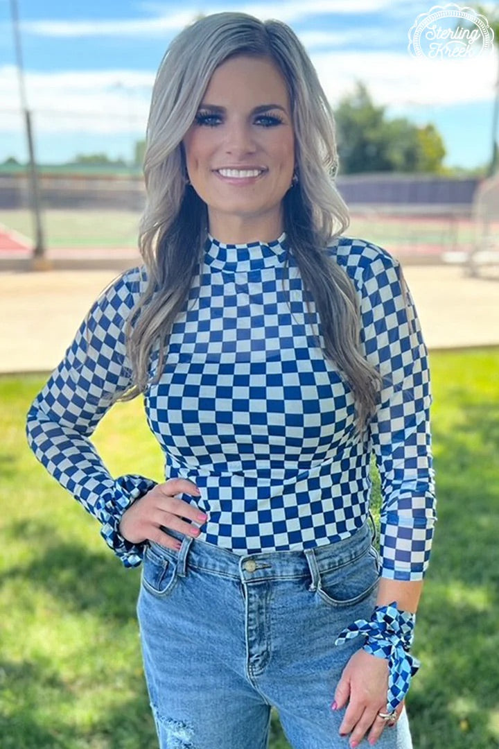 Blue Pep Rally Mesh Top INS