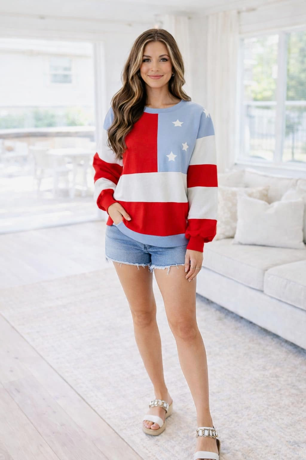 Vintage American Flag Oversize Pullover FB