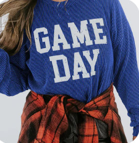 Blue Corded Game Day Top INS