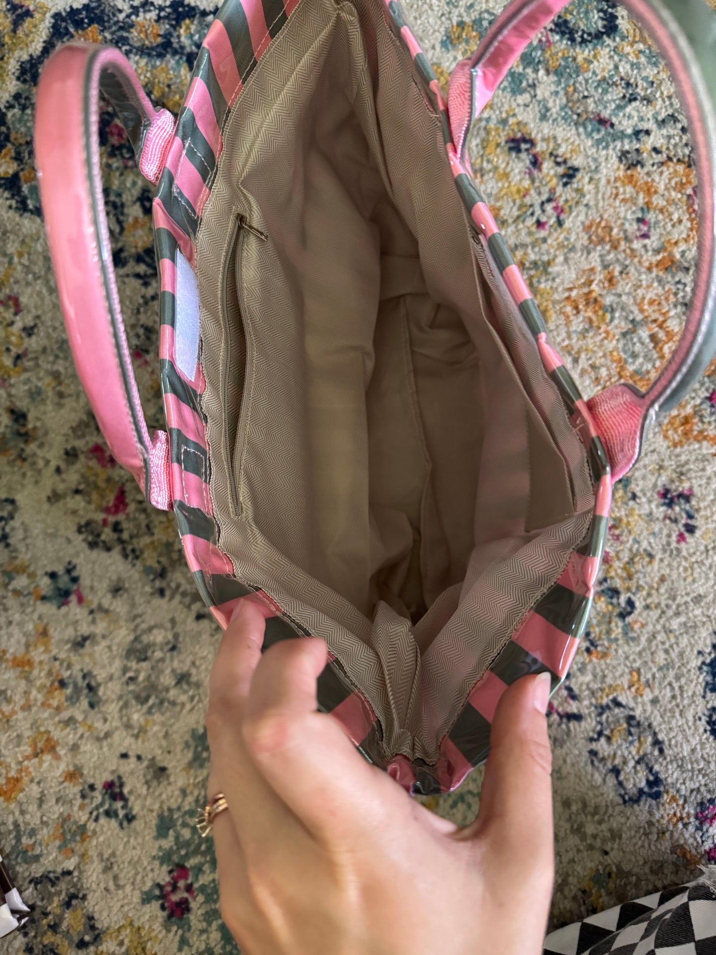 Glossy Striped Tote Bag INS