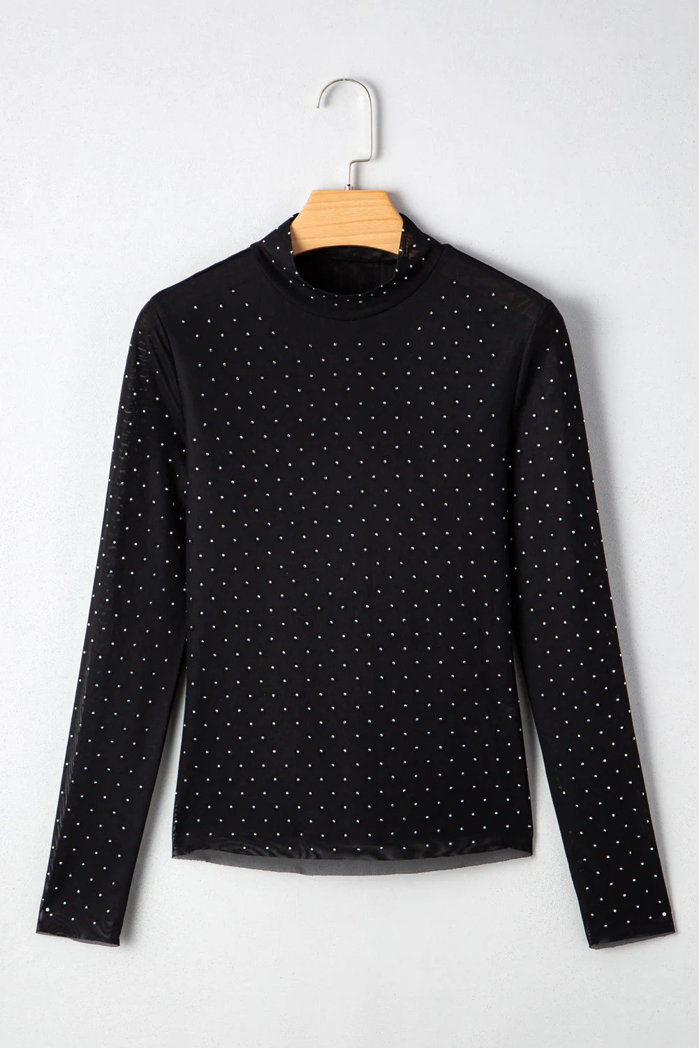 Black Rhinestone Mesh Top INS