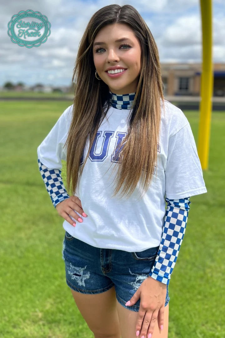 Blue Pep Rally Mesh Top INS