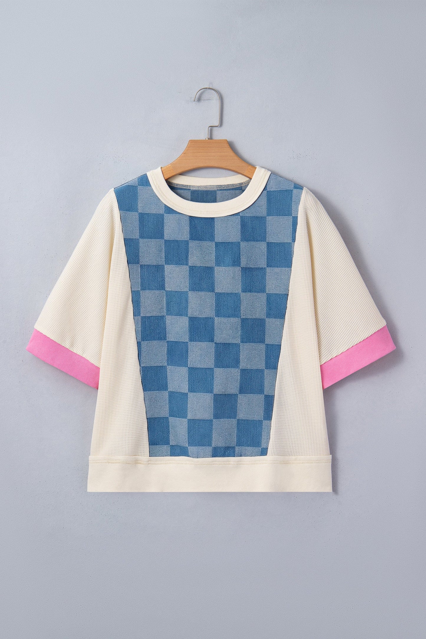 Denim Checkered Loose Top FB