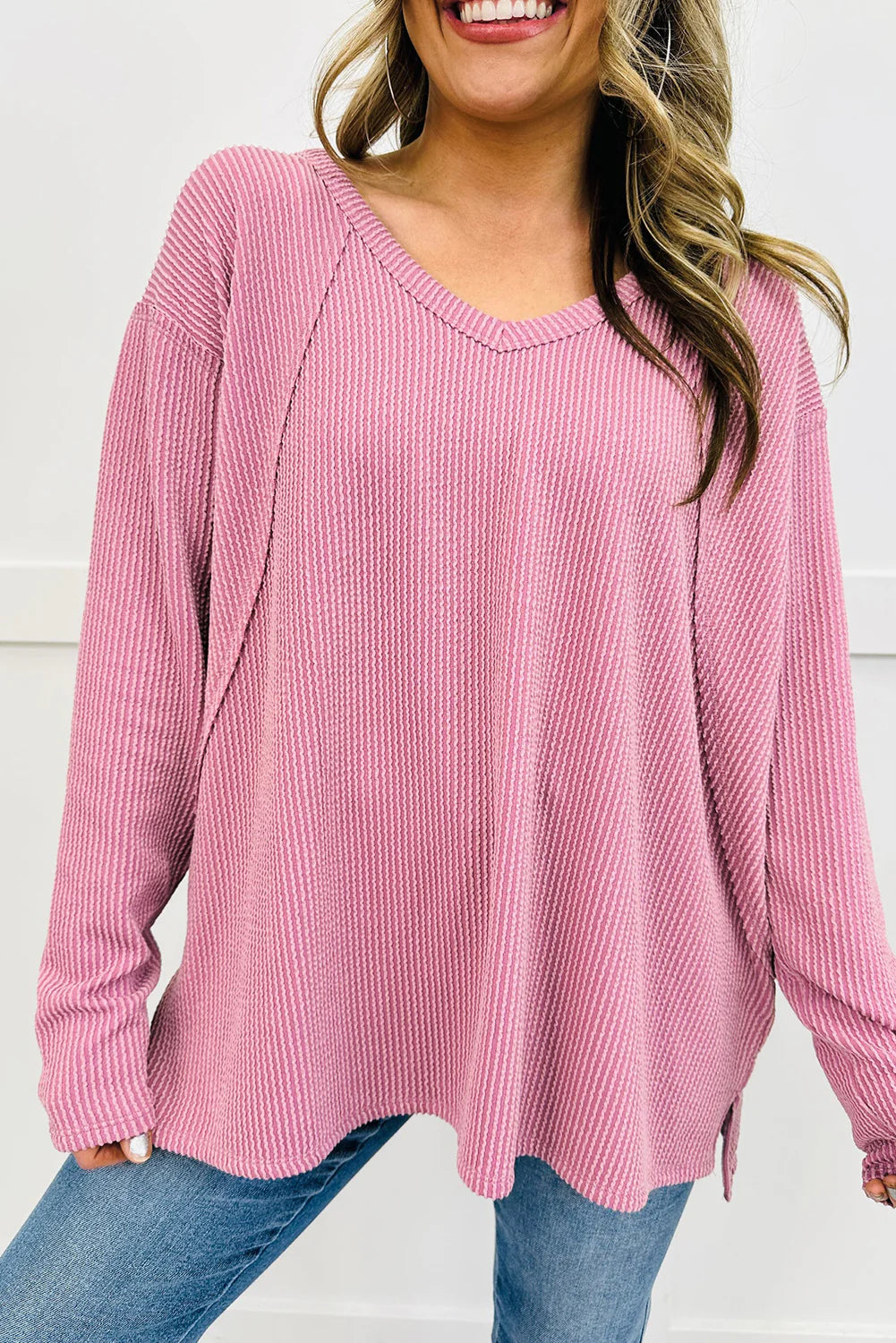 Pink Corded Loose Top INS