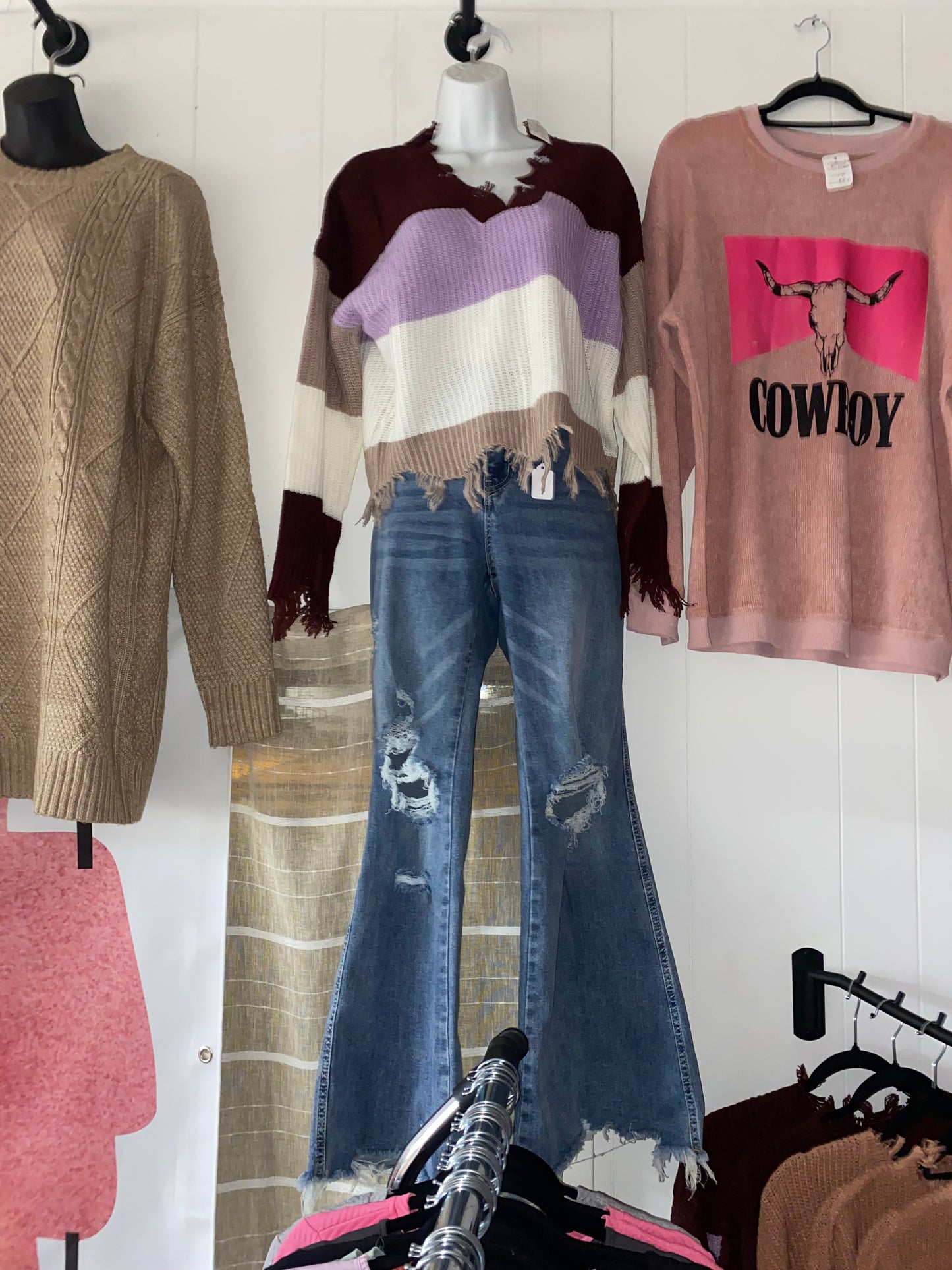 Purple & Wine Distressed Sweater INS