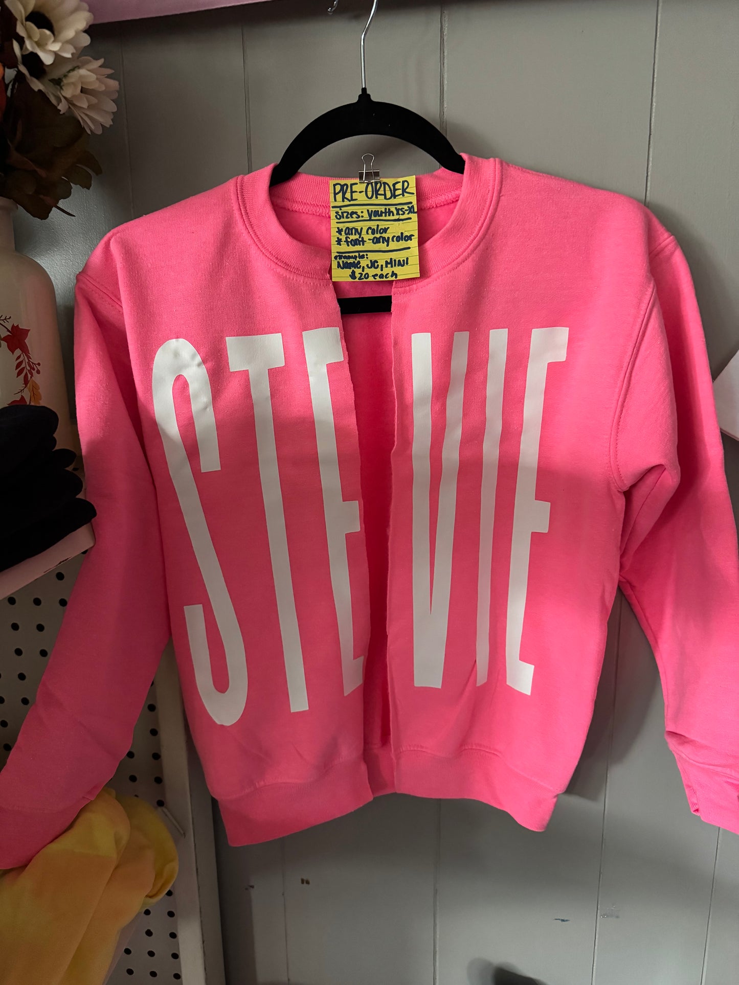 Youth Raw Edge Crewneck Cardigan with Name (Pre-order)