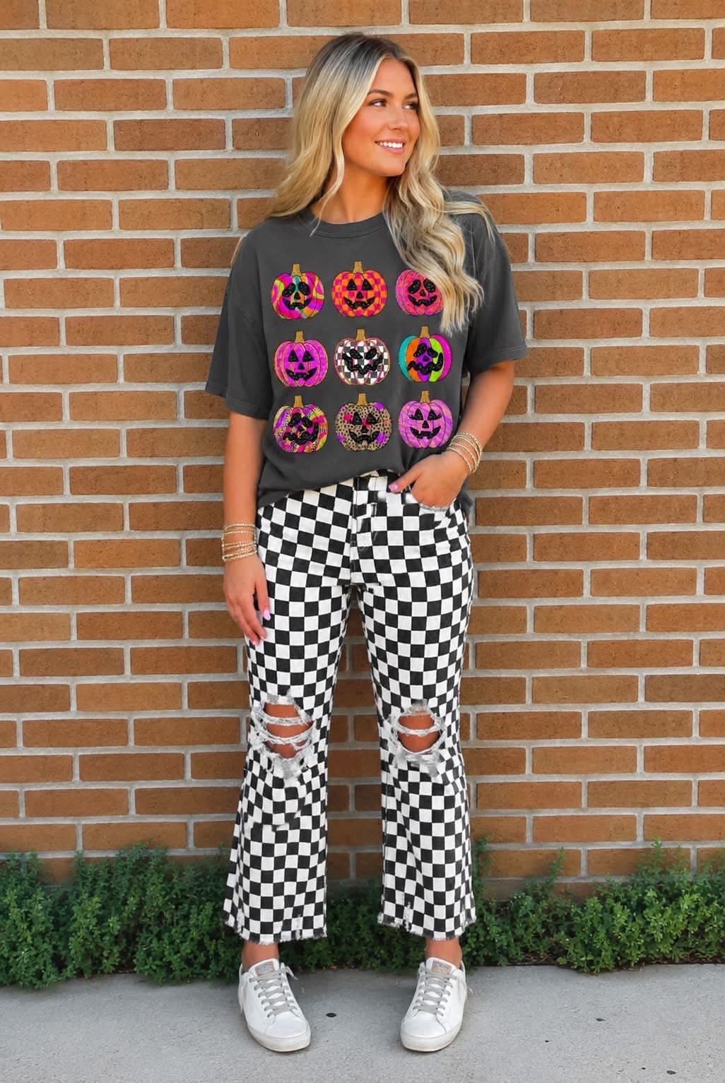 Patchwork Neon Pumpkin Tee (Pre-Order)