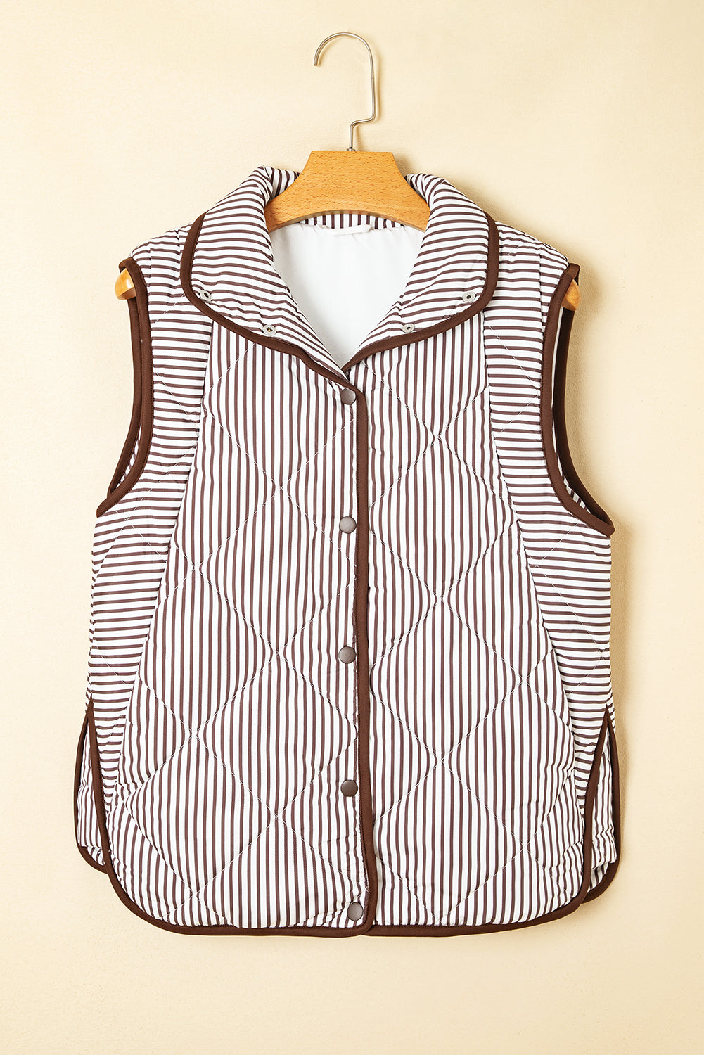 Brown Stripe Snap Button Vest LT