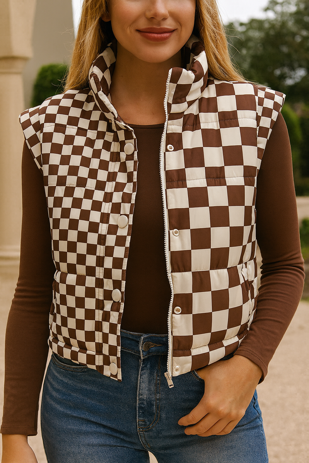Checkered Puffer Vest (Pre-Order)