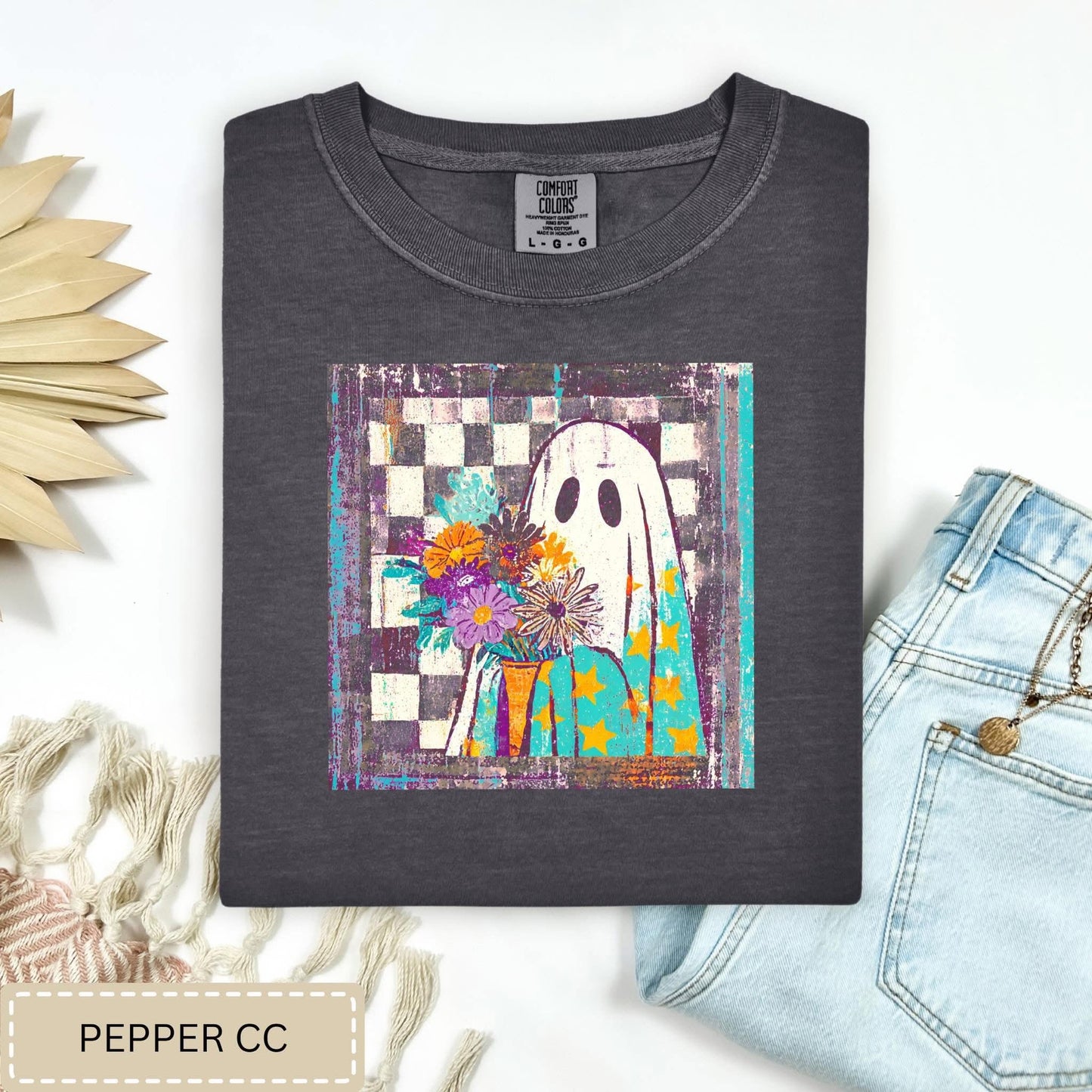 Checkered Floral Ghost Tee (Pre-order)