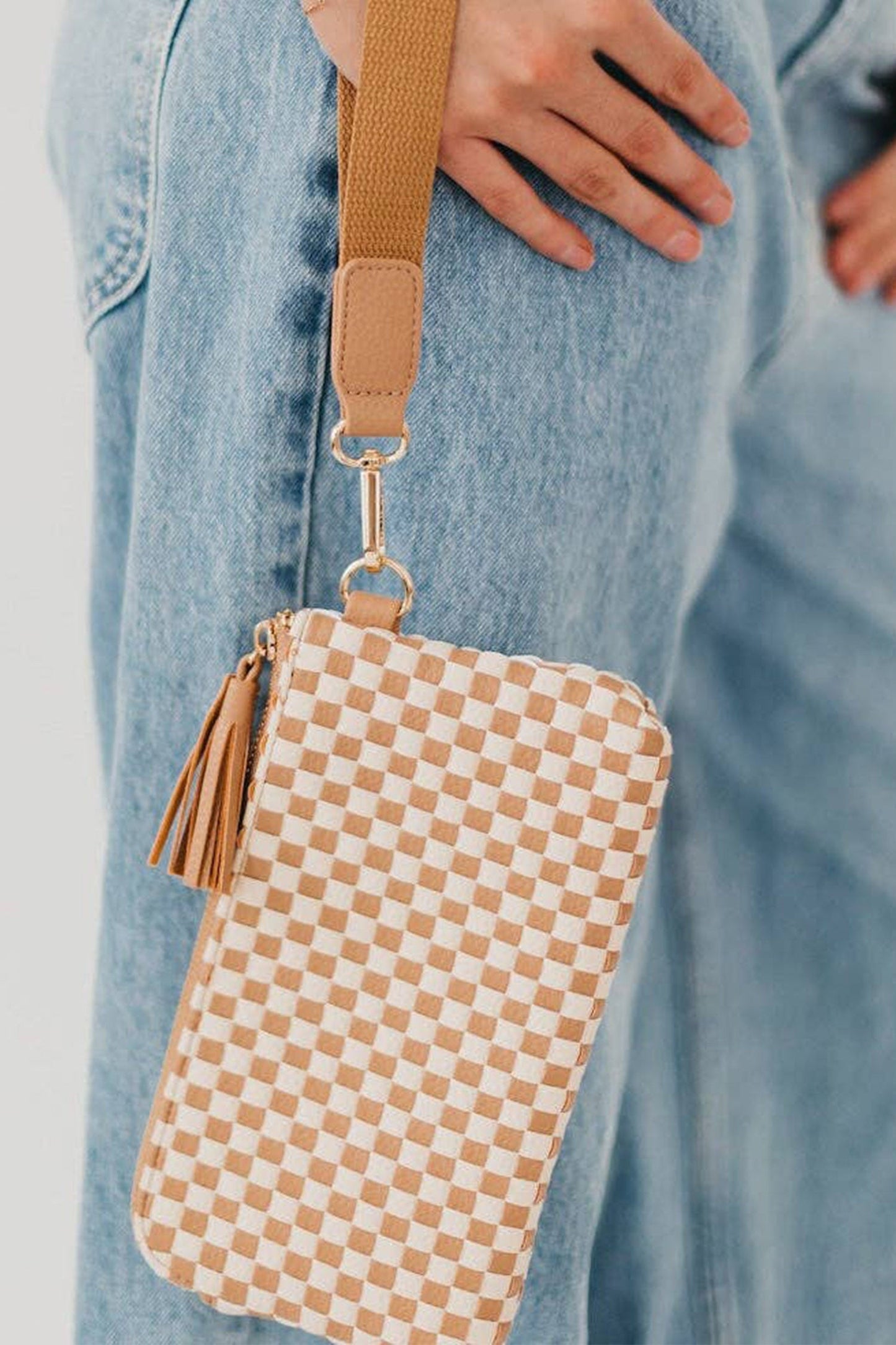 Checkered Wristlet Wallet