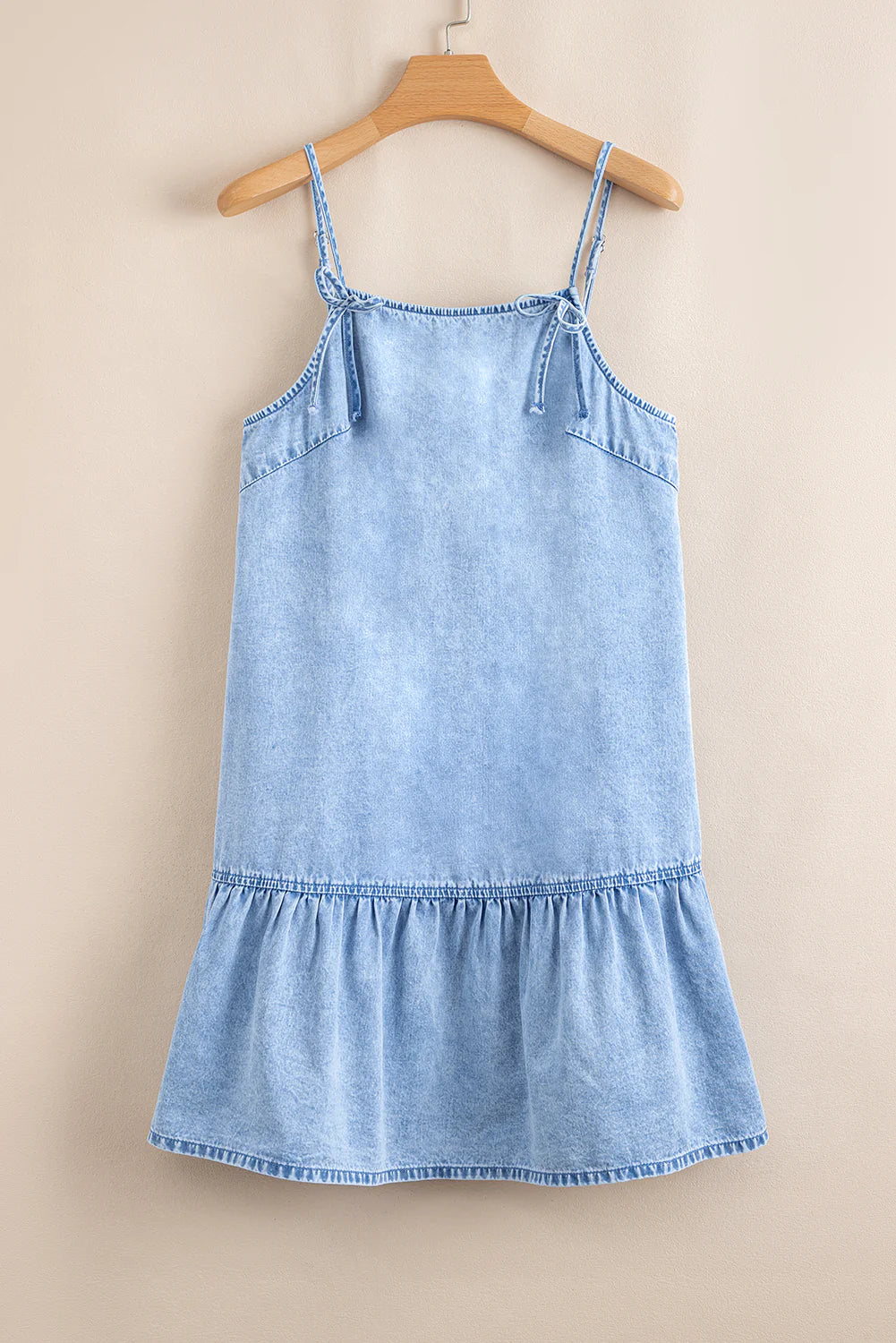 Denim Bow Strap Dress INS