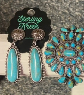 Western Turquoise Concho earrings INS