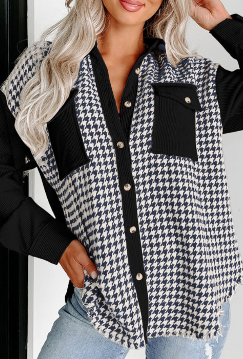 Black Houndstooth Shacket INS
