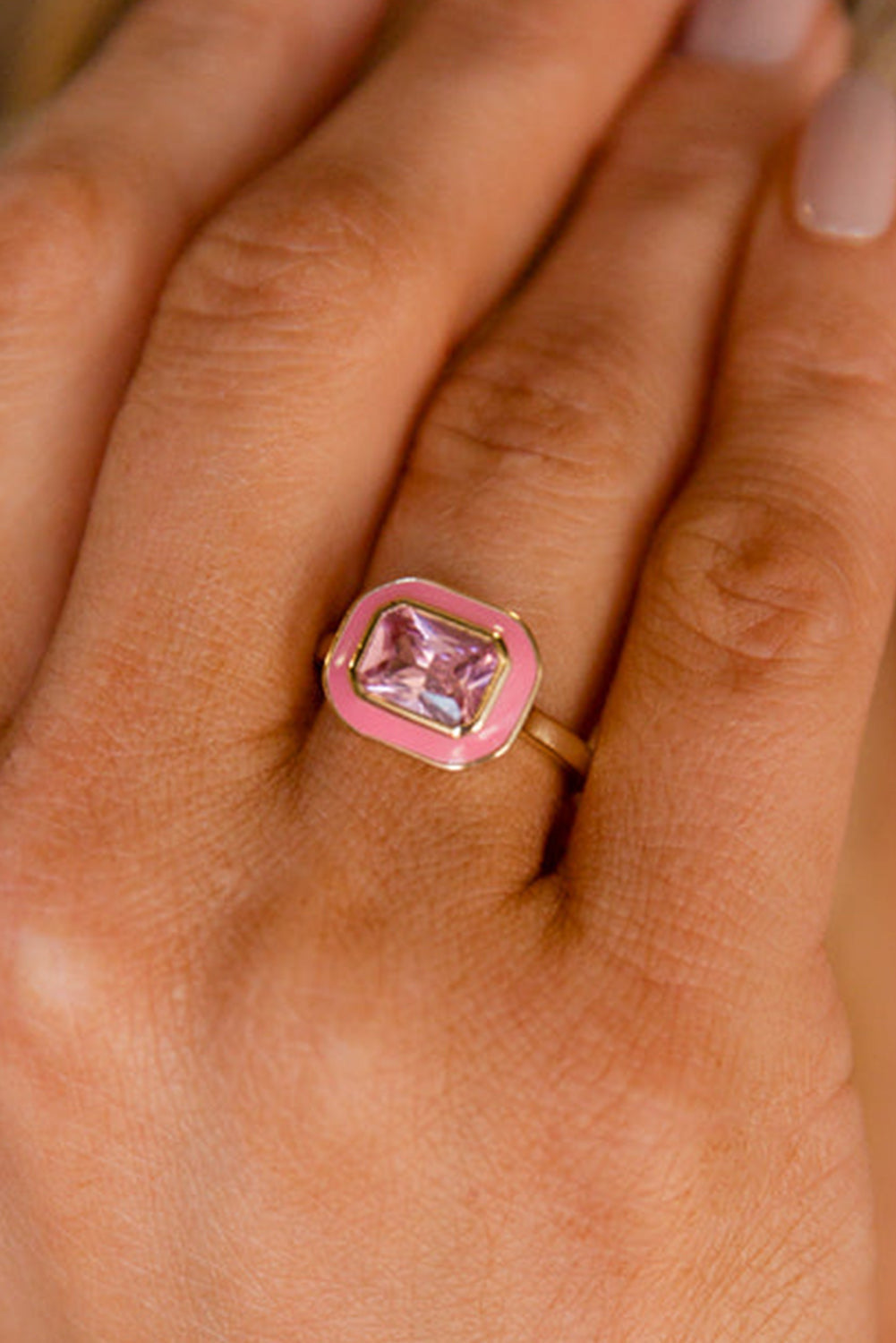 Pink Adjustable Ring INS