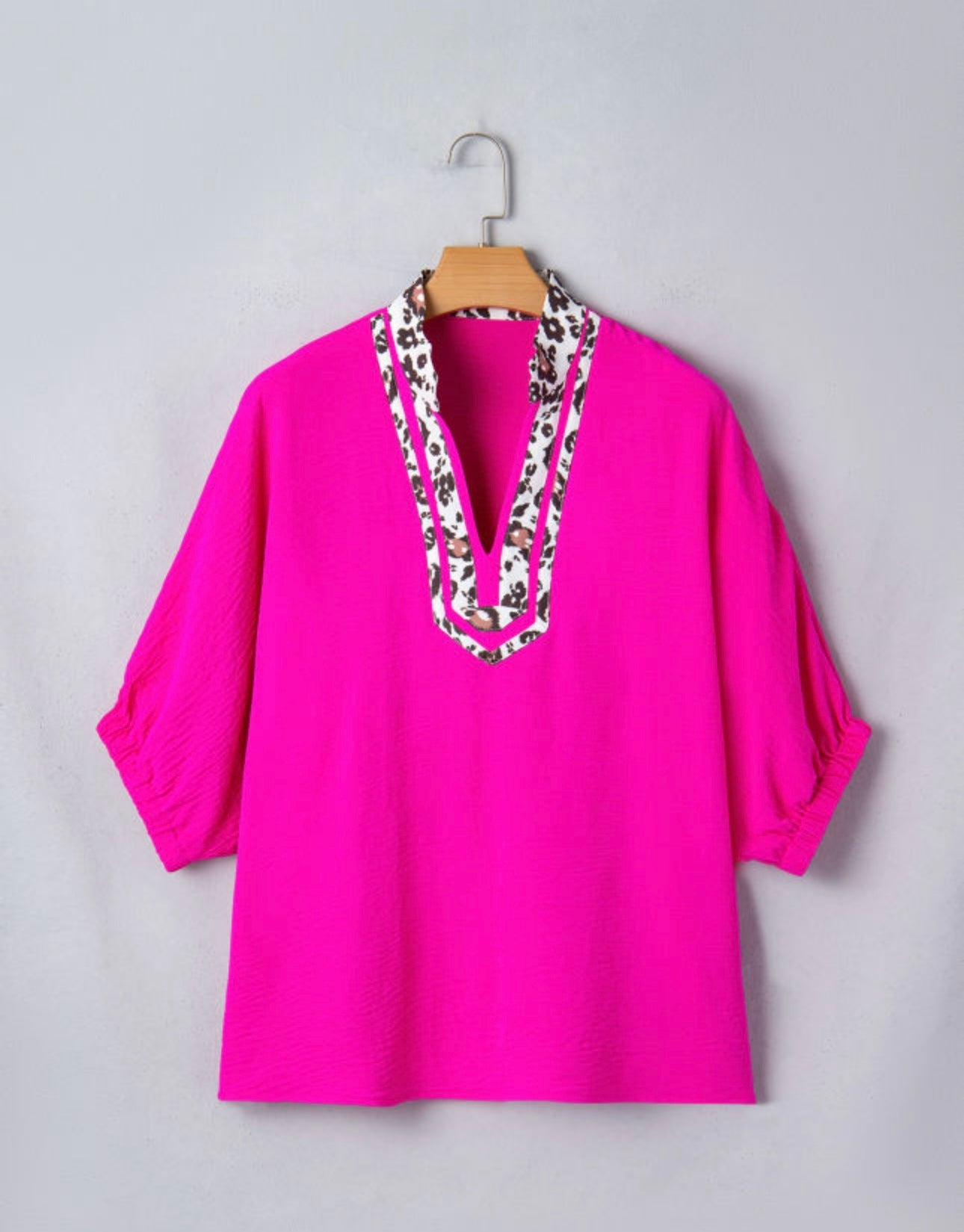 Dolman Leopard Trim Blouse FB