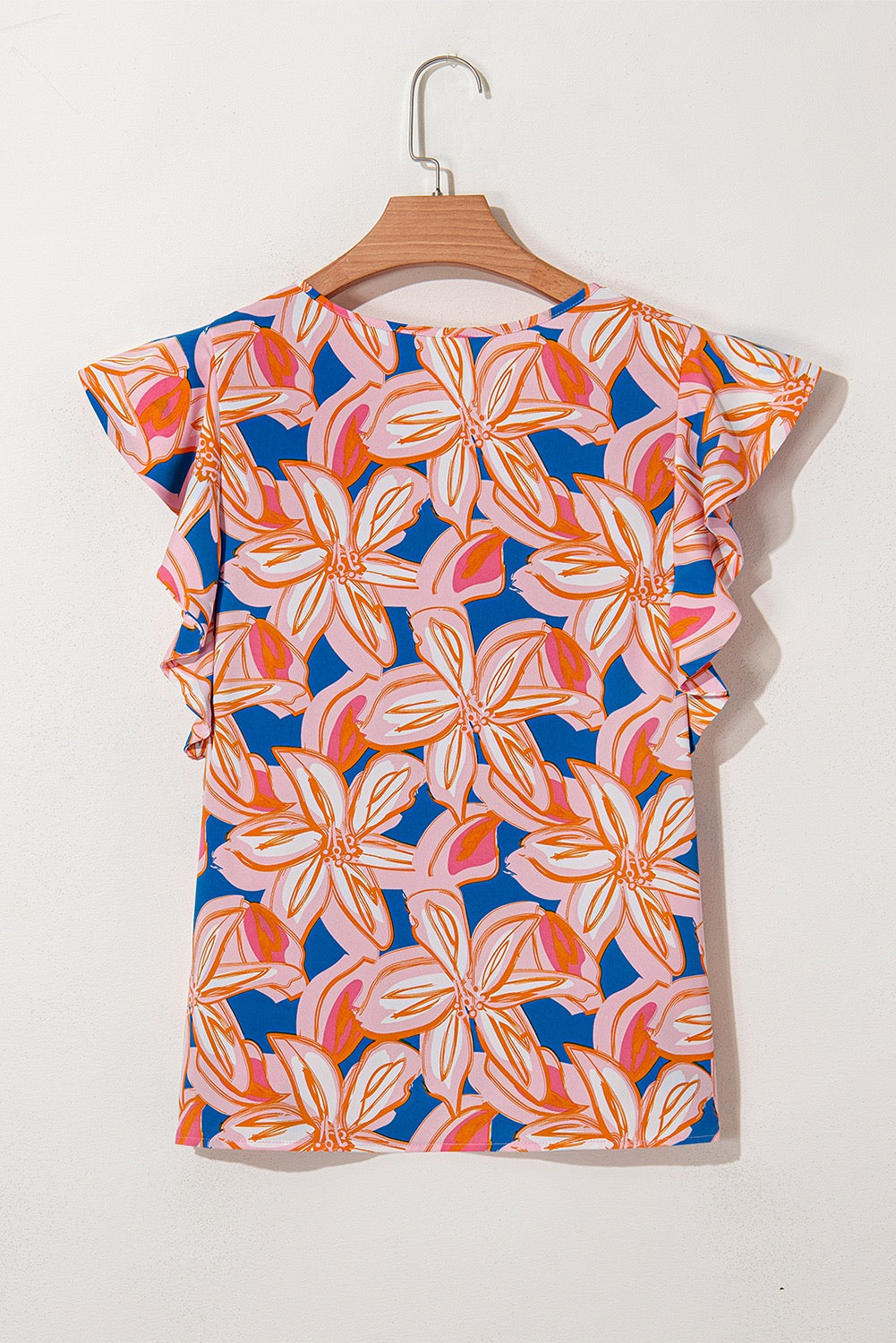Blue with Orange Flowers Blouse LT