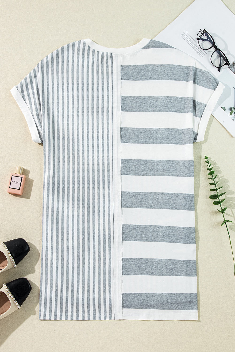 Grey Striped T Shirt Dress LT