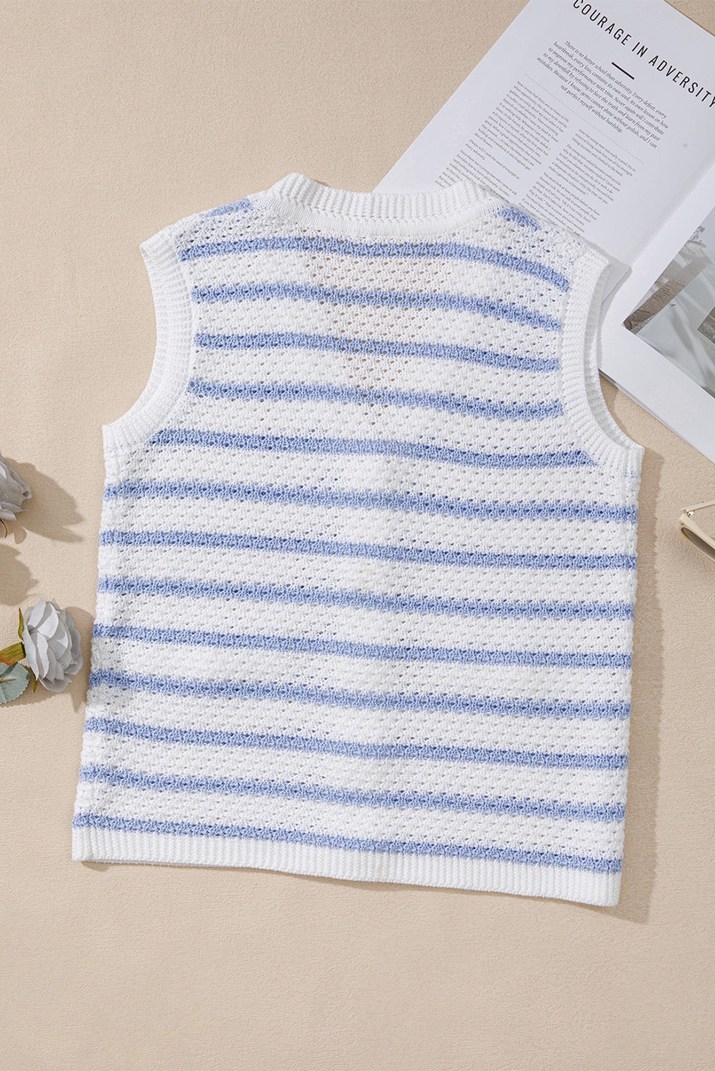 Blue Striped Elegant Sweater Vest LT