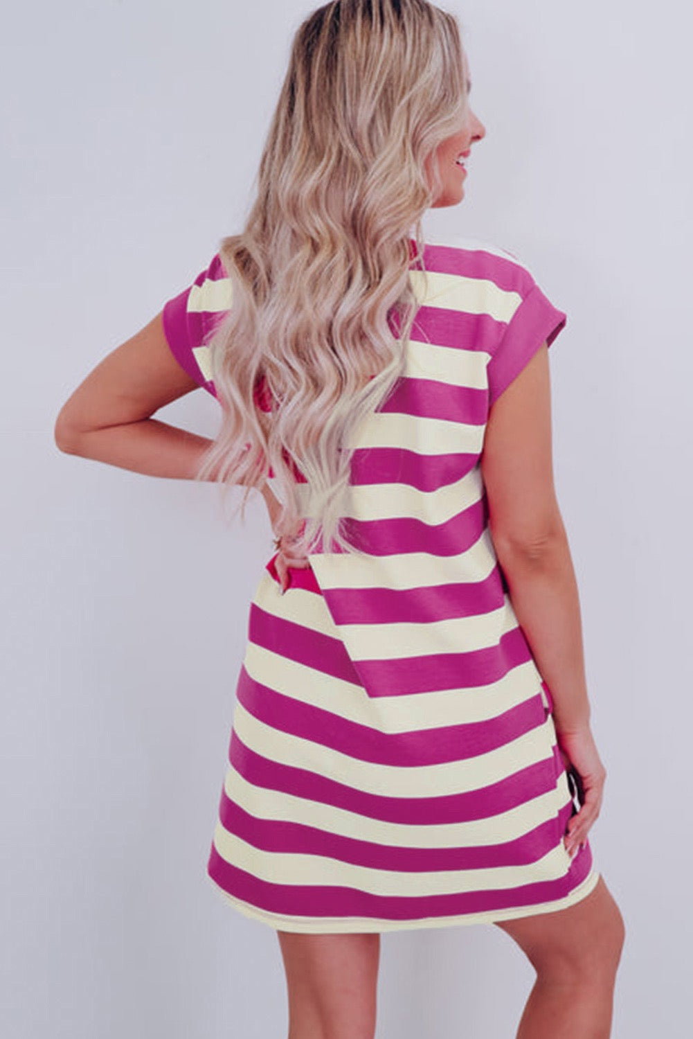 Fuchsia Striped Shift Dress LT