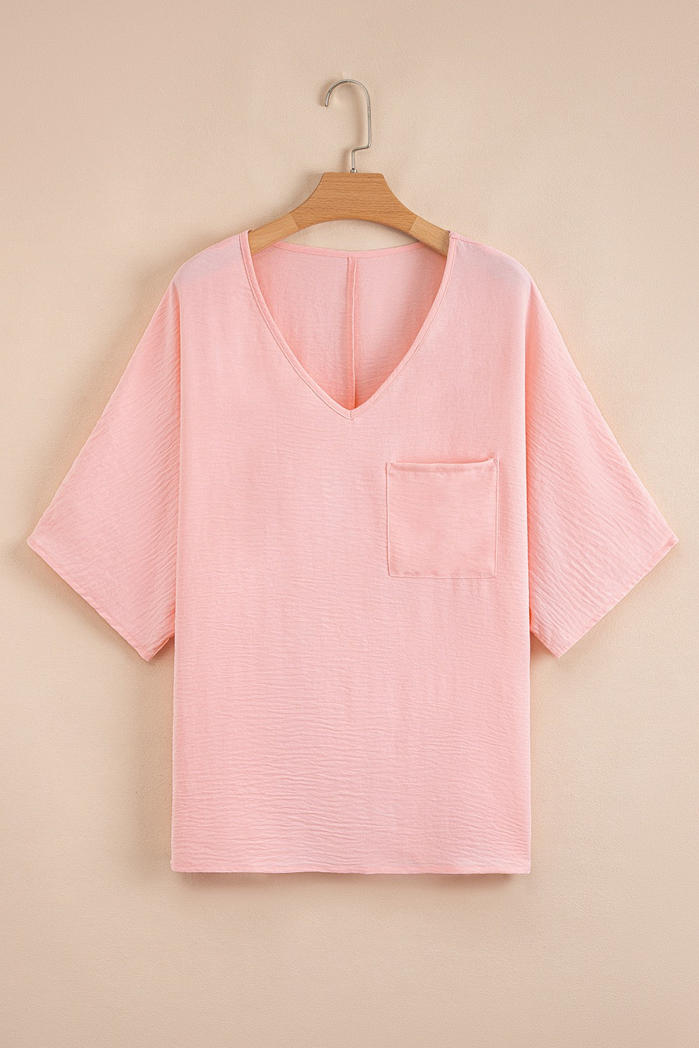 Pink Textured Plus Size Pocket Top LT
