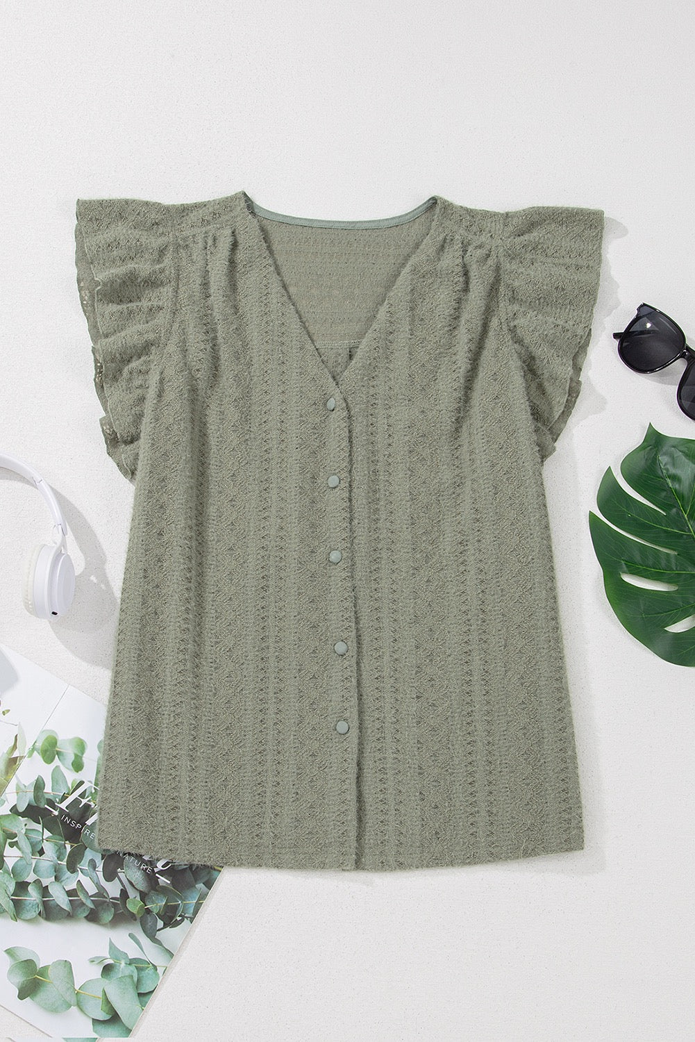 Green Flutter Top LT