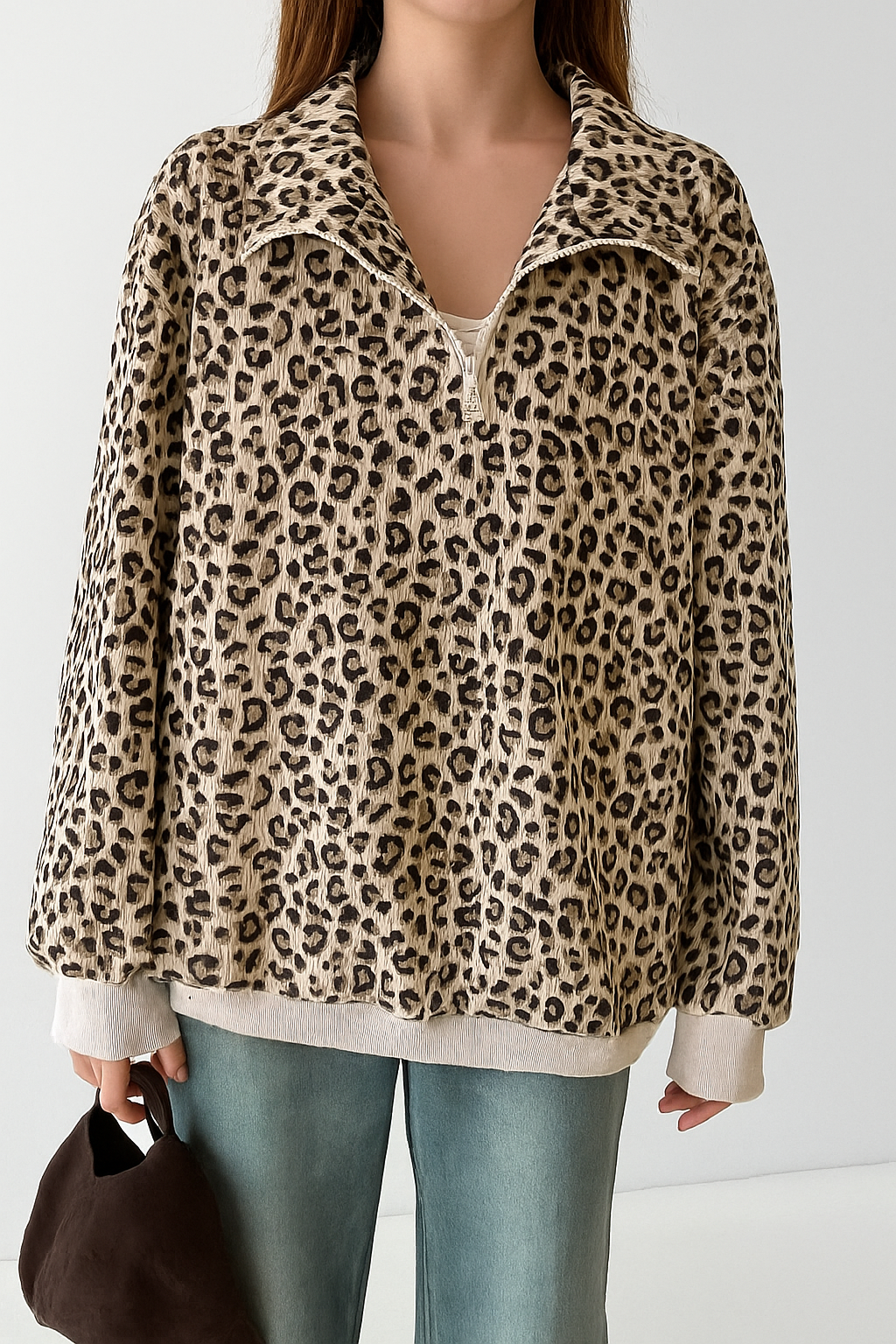 Leopard Zip Corduroy Sweatshirt RTS