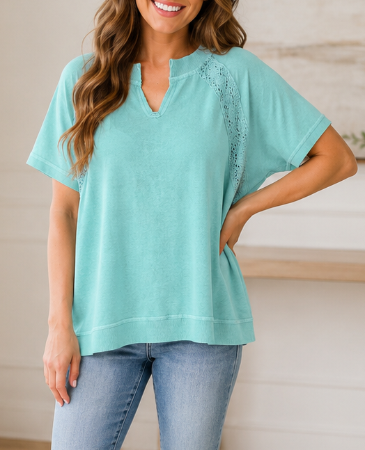Mint Green Raw Cut Top