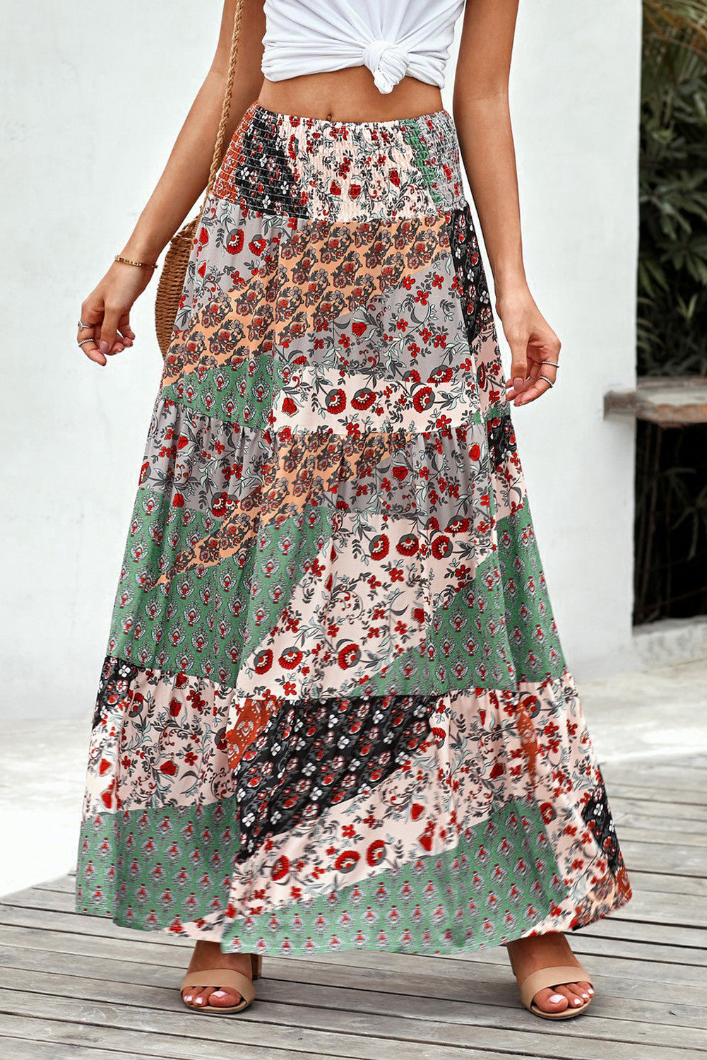 Multicolor Boho Maxi Skirt FB