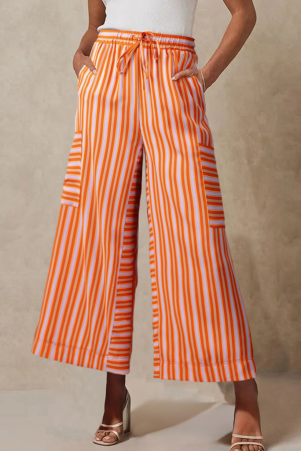 Orange Stripe Cropped Pants FB