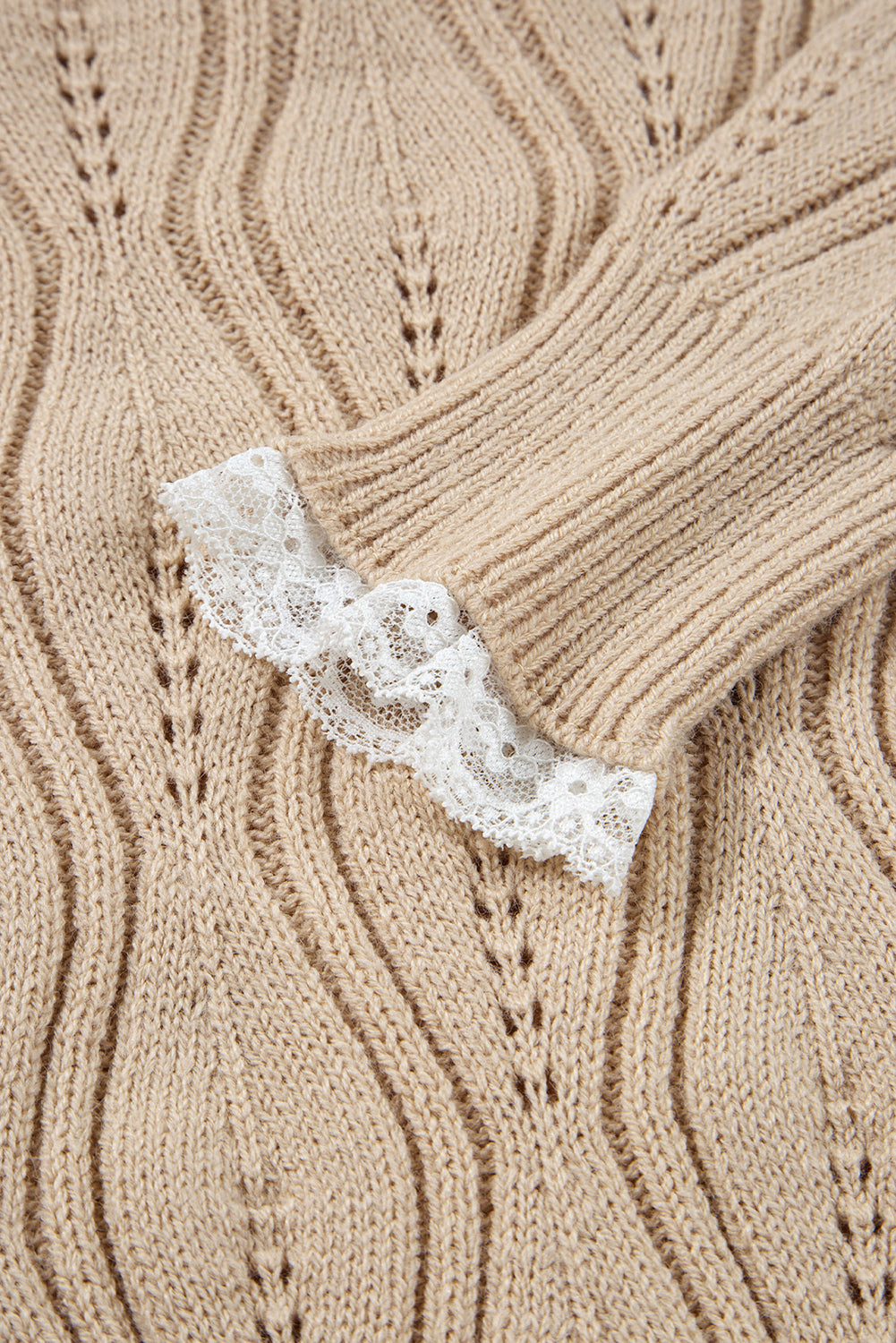 Pearl Beaded Peep Lace Sweater August.