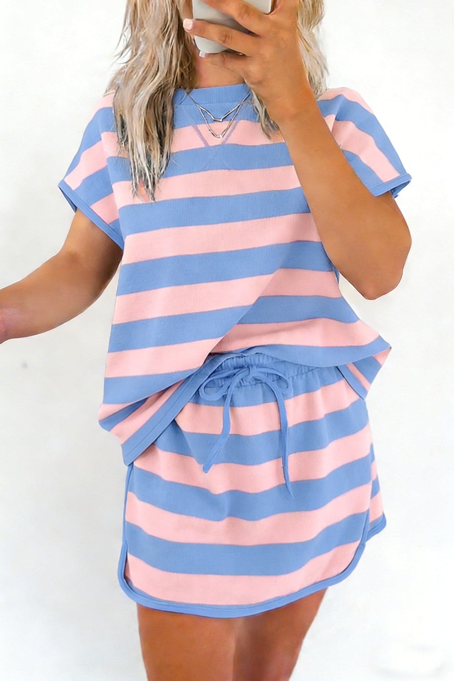 Pink Stripe Dolman Skortie Set