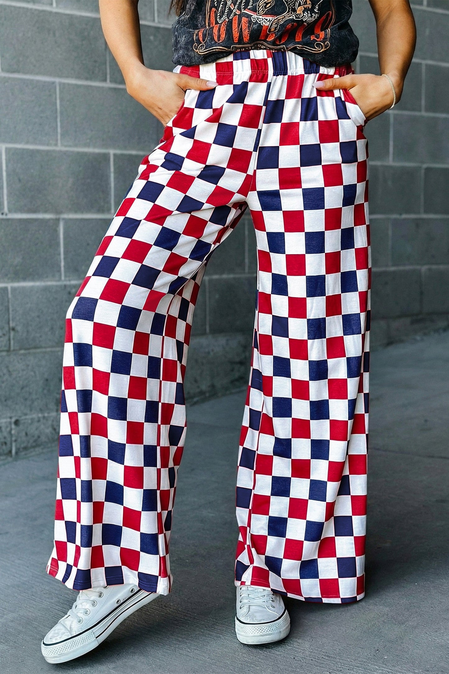Red 2-Tone Checkered Pants