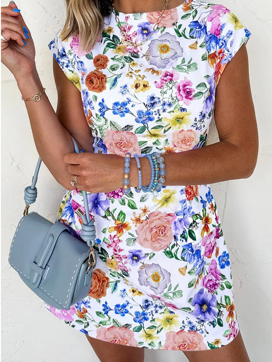 Floral Cap Sleeve Mini Dress OOTD