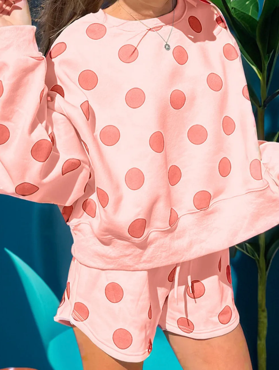 PINK POLKA DOT SHORT SET OOTD