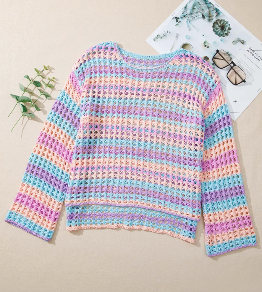 Multi Stripe Open Knit Sweater RTS