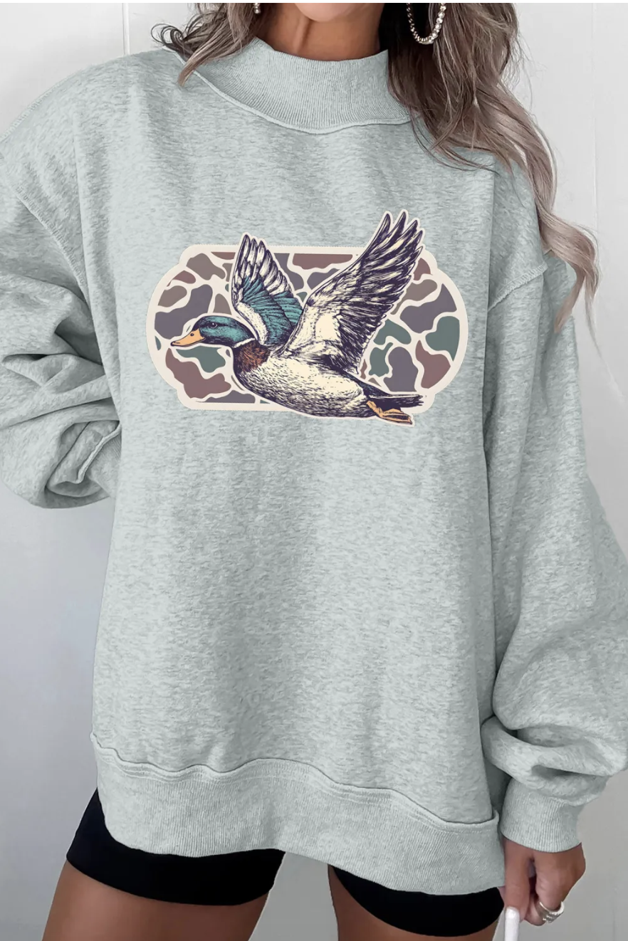 Gray Mallard Mock Neck Sweatshirt RTS