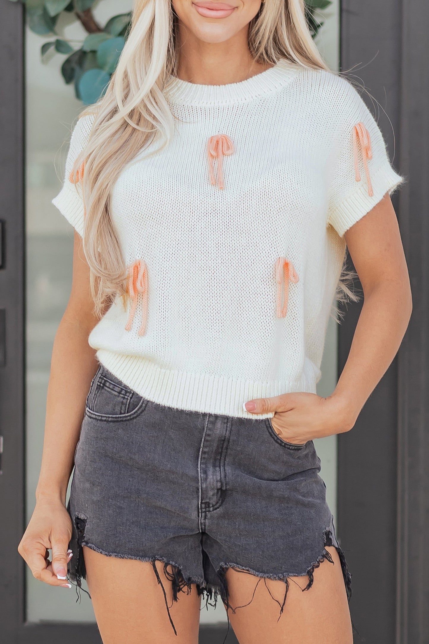 White Bow Knot Sweater FB