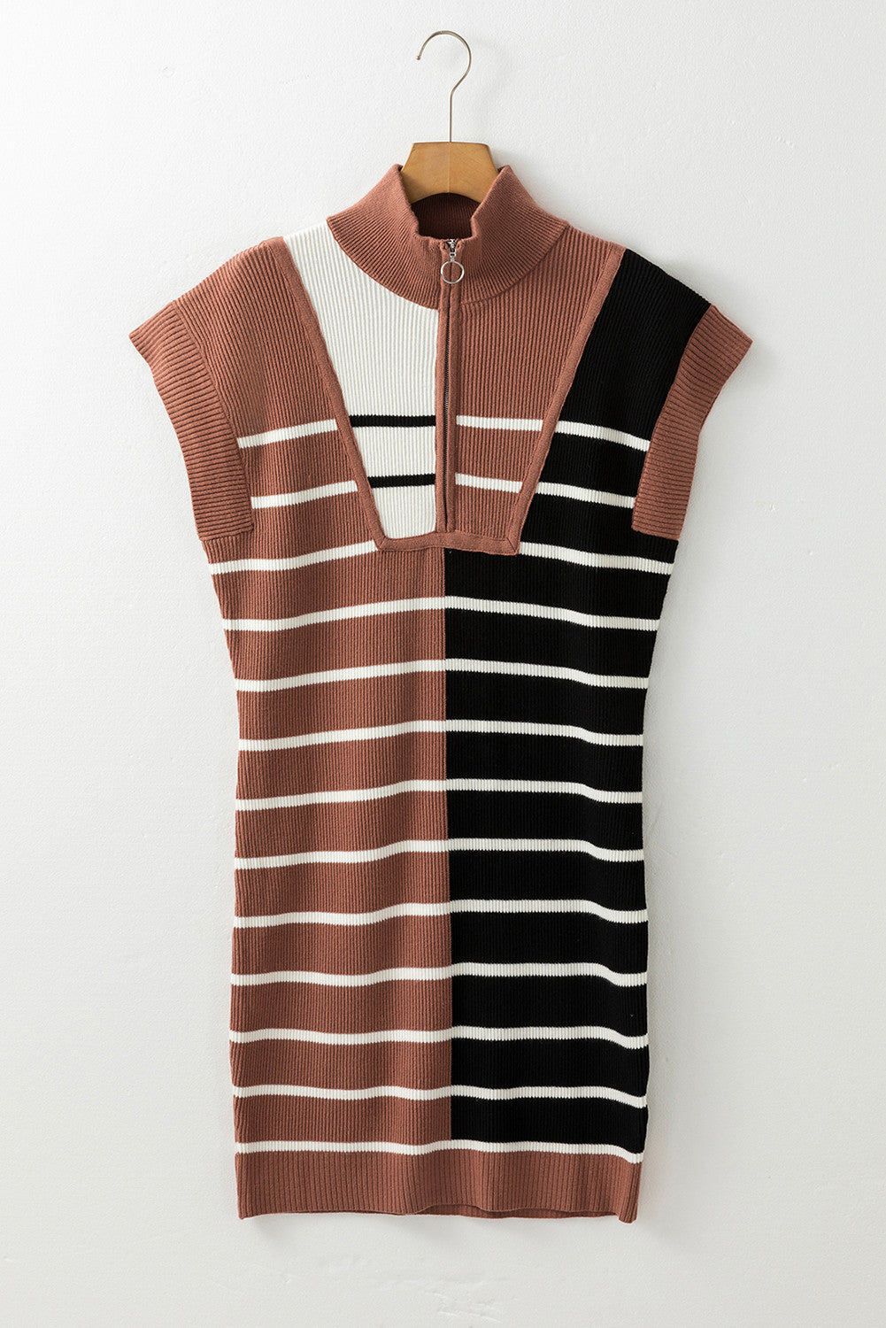 Colorblock Zip Collar Sweater Dress August.