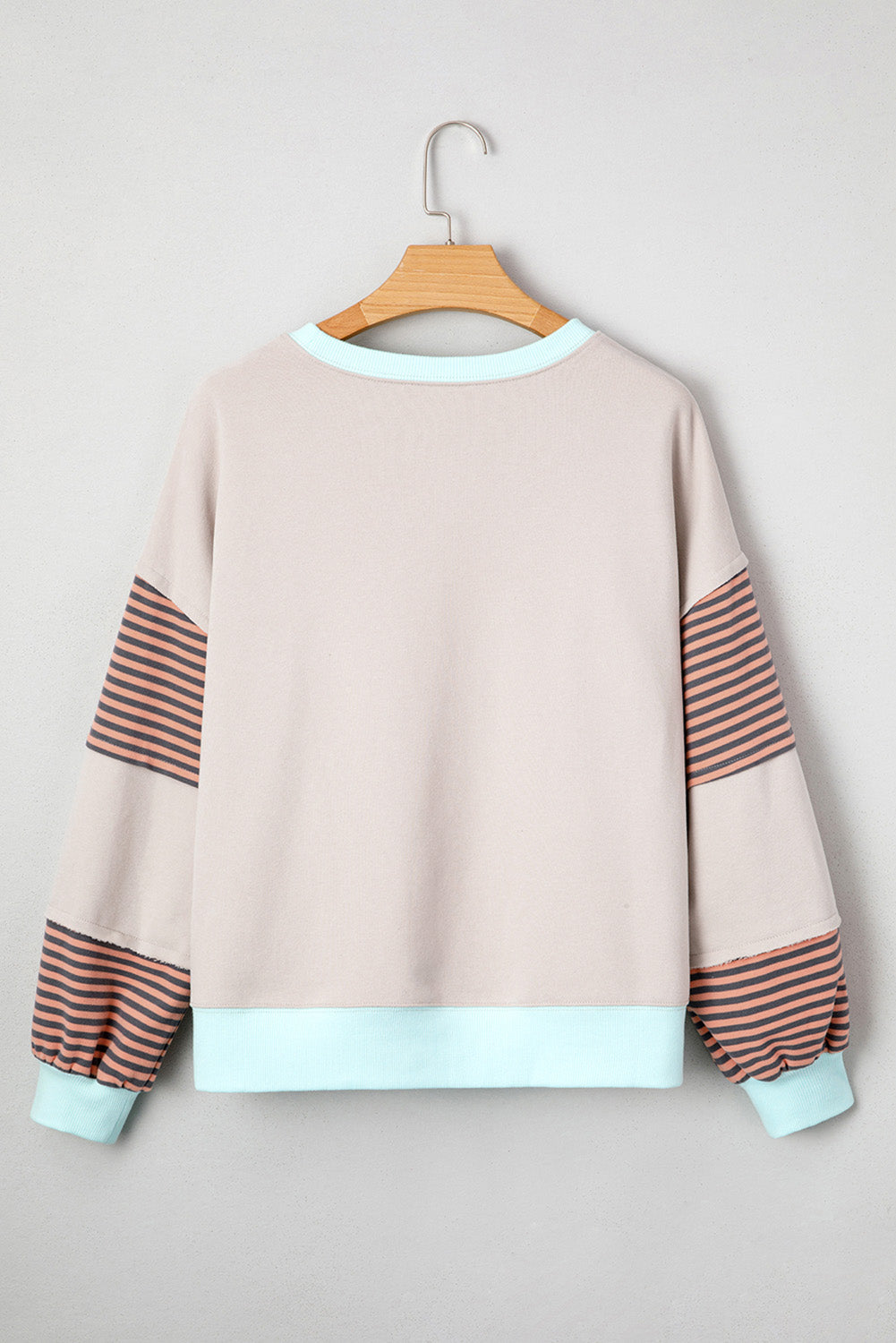 Beige Stripe Colorblock Sweatshirt LT