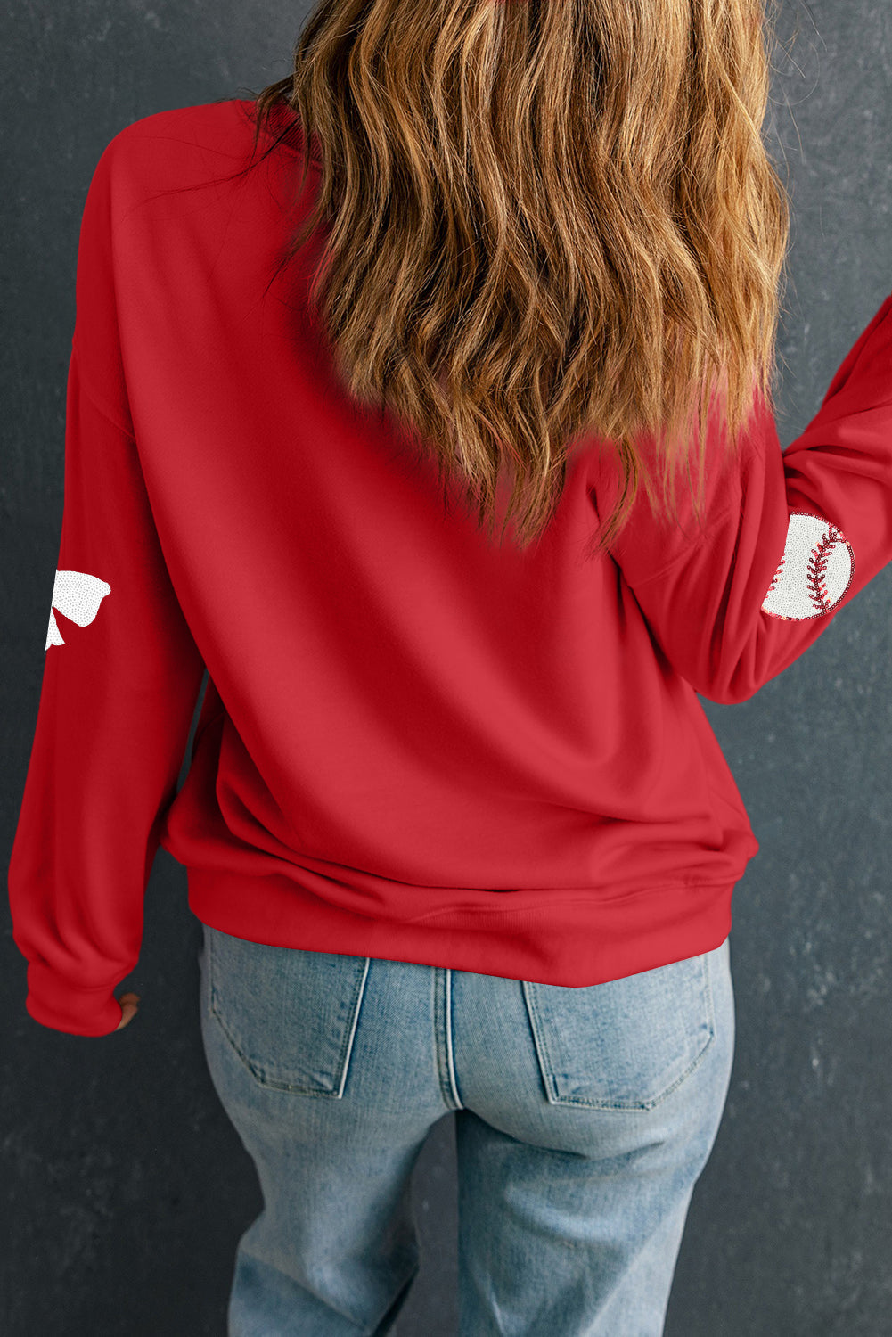 Red Sequin Game Day Pullover LT