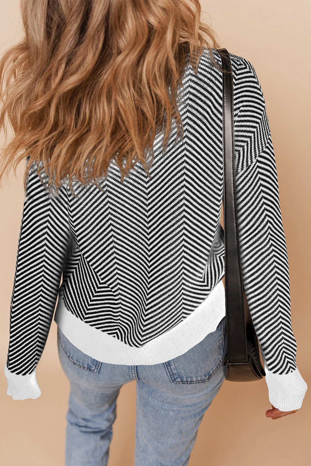 Black Stripe Buttoned Cardigan LT