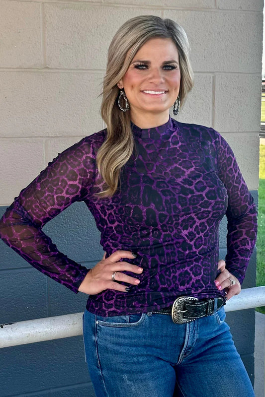 Purple Animal Mesh Top INS