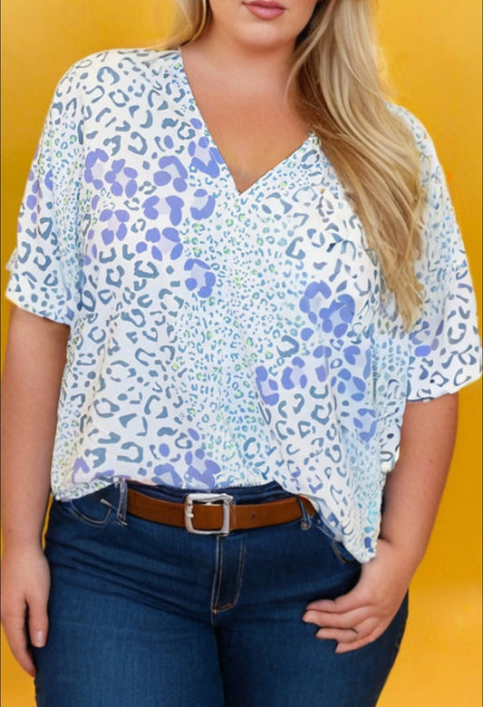 Blue Leopard Top (PLUS SIZE) INS