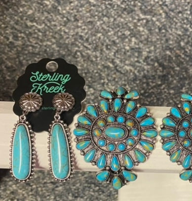 Western Turquoise Concho earrings INS