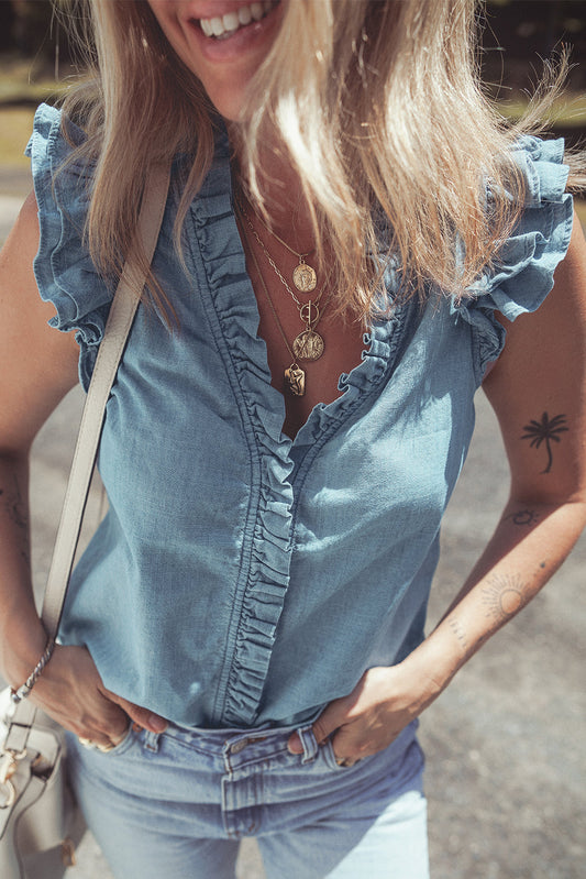 Frilly Chambray Top LT